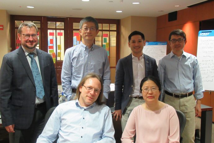 Brian Vivier, Jidong Yang, JM Chris Chang, Chengzhi Wang, Joshua Seufert, Luo Zhou pose together at the ACLS office