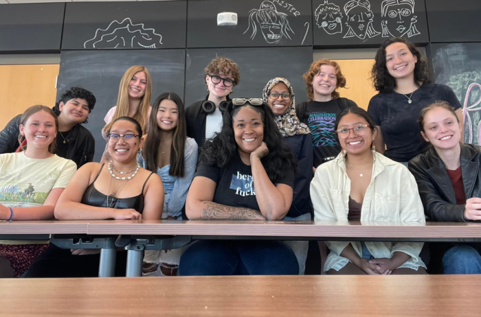 Colorado College Professor Heidi R. Lewis with the FGS class of 2024 during the last day of Senior Seminar